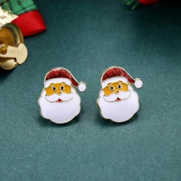Imagem de Brincos de Natal para mulheres, brincos de Papai Noel, roupas de Natal, acessórios de bijuteria, 2inch, Cobre, Sem pedra preciosa