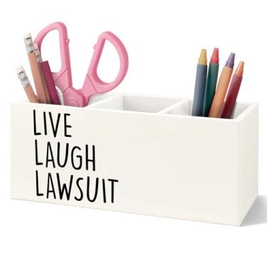 Imagem de VIIJJUE Porta-lápis de madeira para caneta de advogado, presente de advogado para homens e mulheres, presente de formatura de estudante de direito, organizador de escova de dentes de madeira