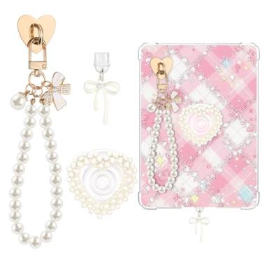 Imagem de Draupnir Conjunto de correntes de berloque para e-Reader, incluindo plugue de poeira tipo C/USB C, suporte de coração, chaveiro de telefone pérola, pulseiras acessórios para e-reader/telefone/papel