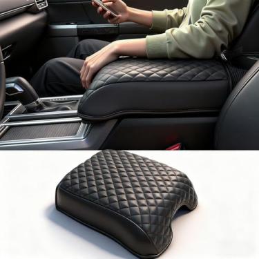 Imagem de WQMXILI Almofada de console central compatível com acessórios 2015-2020 Ford F150 / 2017-2022 F250 F350 F450 e 2018-2024 Expedition, protetor de capa de apoio de braço de couro PU personalizado