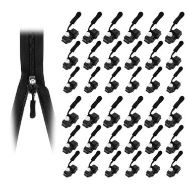 Imagem de Kit de reparo de zíper universal com 36 peças, substituição, 3 zíperes pretos de tamanhos diferentes, kit de reparo para mochila/jaquetas/casacos/tendas/bagagens/bolsas