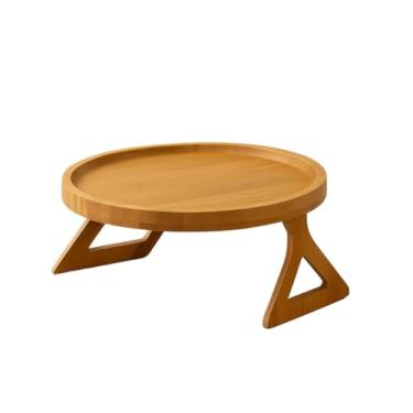 Imagem de Bandeja Redonda de Bambu Natural para Braço de Sofá 25cm Suporte Copos Snacks Prática e Decorativa(1)