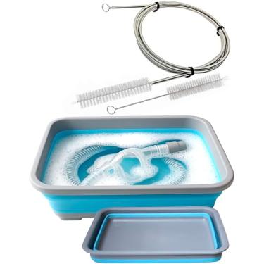 Imagem de RawRock Mangueira E Máscara Para Escova De Limpeza De Cpap Com Cuba De Lavagem Dobrável - Kit De Cuidados Essenciais Para Usuários De Cpap, Adequado Para Tubos De 7 Pés E 22 Mm De Diâmetro De 19 Mm