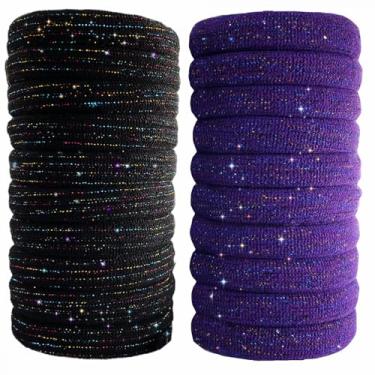 Imagem de MARYLAVENDER Laços de cabelo grandes e elásticos para todos os tipos de cabelo, sem costura, glitter, pôneis, elásticos para rabos de cavalo, elásticos para cabelo grosso, acessórios de cabelo para