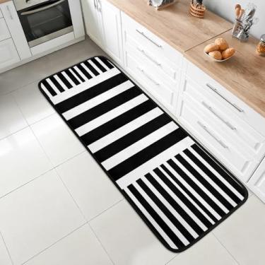 Imagem de 2 x tapete de corredor de 1,8 m lavável antiderrapante tapete de entrada macio tapetes de cozinha para piso para corredores entrada cozinha banheiro lavanderia quarto decoração de casa preto e branco