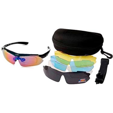 Imagem de Kit Óculos Ciclismo Bike 5 Lentes Polarizado Suporte Grau Preto