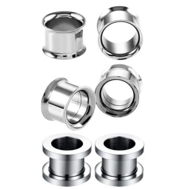 Imagem de Heuvipens 6 peças de aço cirúrgico parafuso ajuste sela carne túnel alargado duplo alargador alargador calibre alargador 4g (5 mm) - 3/4" (20 mm), 1/2" (12mm), Metal, Sem Pedra Preciosa