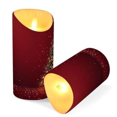 Imagem de Blueangle Pacote com 2 velas de árvore de Natal brilhantes sem chama com controle remoto e temporizador, velas LED cintilantes (7,6 cm x 15 cm) para decoração de casa, casamento, acampamento (162)