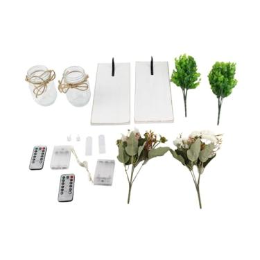 Imagem de Naroote Luzes de Parede LED Mason Jar Retro Vintage Pendurado Arandelas Com Função de Temporizador para Decoração de Parede de Casa Decorações de Cozinha de Sala de Estar, Madeira Branco Cinza Marrom 2 Pacotes para Corredor Banheiro Jardim Sala de Jantar (#1)