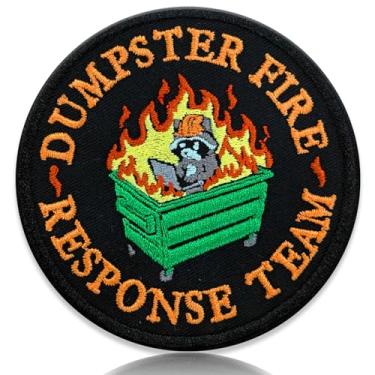 Imagem de Dumpster Fire Response Team Patch bordado engraçado guaxinim bombeiro humor ferro sobre moral crachá para jaquetas, mochilas, chapéus, equipamento tático, acessório bordado durável, 7,6 cm