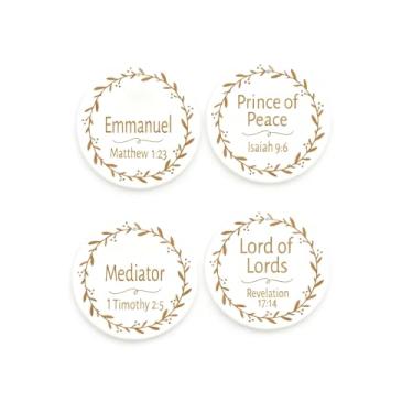 Imagem de 24 peças de enfeites de Natal de presépio – Decoração redonda para pendurar com nomes diferentes, enfeites de árvore de Natal para decoração de Natal em casa, ideal para amigos e famílias de férias