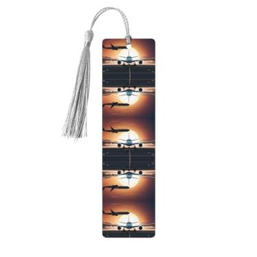 Imagem de Mochila Avião – Conjunto de 5 peças de madeira com borlas, madeira natural para livros e diários, presente para amantes de livros.