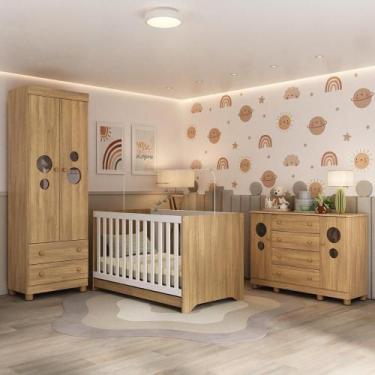 Imagem de Quarto De Bebê Completo Com Berço Americano 3 Em 1 Bombom Multimóveis 