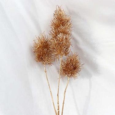 Imagem de Adereços para fotos de flores artificiais, folhas de bordo, decoração de plástico dourado, plantas artificiais (8)