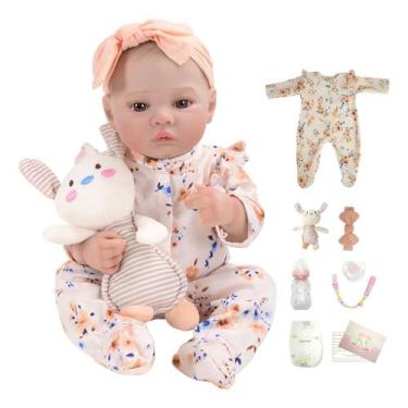 Imagem de Boneca Bebê Reborn Realista Brastoy Original 48cm Silicone Kit Conjunt