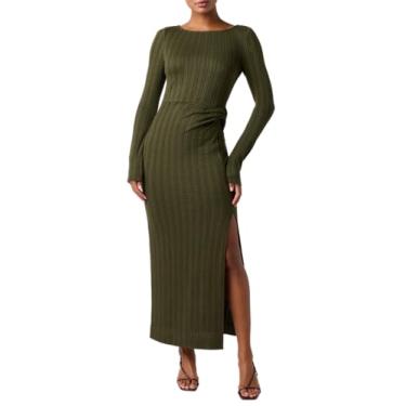 Imagem de Lulus Vestido feminino Lorena gola canoa midi suéter, Oliva, P