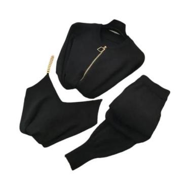 Imagem de Conjunto de Cardigan, Calça e Colete Feminino em Malha - 3 Peças, Um t