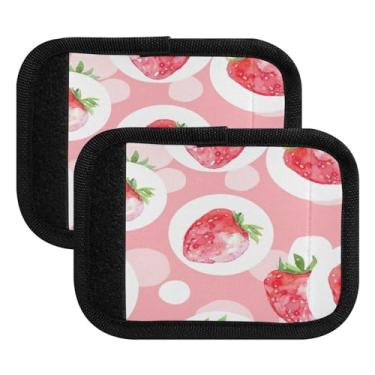 Imagem de Qilmy Cute Strawberries Bagagem Handle Wrap Pacote com 4 Identificadores de Bagagem Tag Comfort Handle Grips Capa para Carrinho de Viagem Bolsa Mala Avião Acessórios de Viagem 480