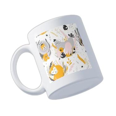 Imagem de Caneca Xícara de Café Porcelana 300ml Design Retrô Vintage com Gravura