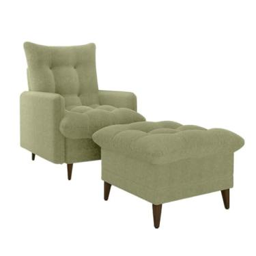 Imagem de Poltrona de Amamentação Montreal com Puff - Suede Cinza, Reclinável, Madeira Maciça, Suporta 110kg - Conforto para Mães, Sala de Estar e Cantinho de Leitura(Boucle Oliva)