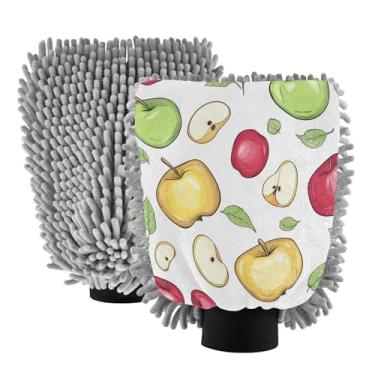 Imagem de STAYTOP Luvas coloridas para lavagem de carro, 2 peças, luvas de microfibra de chenille, sem arranhões, panos de esponja de lavagem ultra absorventes para carros, limpeza doméstica - M