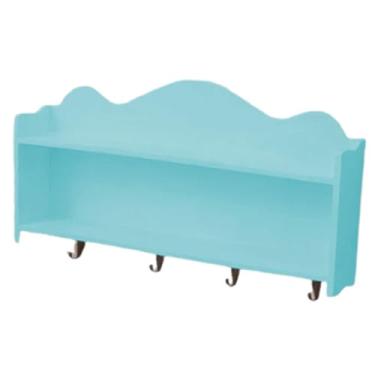 Imagem de KiBcsLic Suporte de parede de madeira multiuso, fácil de instalar, decorativo, azul, para apartamento, escritório, quarto e sala de estar.