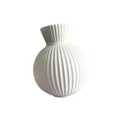 Imagem de KiBcsLic Vaso decorativo artístico multifuncional, ornamento nórdico, arranjo floral moderno para mesa de escritório, ideal para festivais de primavera, White L