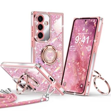 Imagem de XYZ Capa para celular Galaxy S25 Plus, capa protetora à prova de choque com strass de luxo para Samsung S25 Plus/S24 Plus, rosa