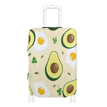 Imagem de Capa de mala fofa protetora de bagagem, abacates, estampa de ovo escalfado, bege, bagagem, acessórios de viagem, P, serve para estojo de 45 a 50 cm, Estampa de ovo escalfado de abacate bege, S 18-20