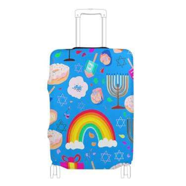 Imagem de Joisal Capa de mala fofa protetora de bagagem, flor, acessórios de bagagem de viagem, símbolos de Hanukkah, menorás, P, serve para capa de 45 a 50 cm, Símbolos de Hanukkah Menorahs 1, M 22-24 in, Capa