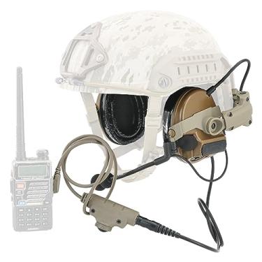 Imagem de HEARFALCOM Fone de ouvido tático Comta III capacete tático adaptador de trilho ARC edição não militar com cancelamento de ruído, fone de ouvido com captador de tiro com V2 u94 ptt para caça Airsoft
