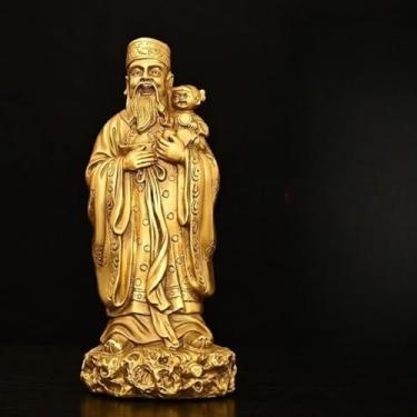 Imagem de FENNYYAR Escultura de estátua de Buda atraída pela riqueza, 18 cm, estatueta chinesa da fortuna para decoração de casa