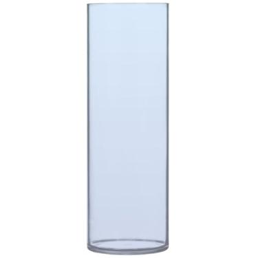 Imagem de Vasos de flores decorativos cilíndrico azul lavanda gradiente grande vaso de plástico bonito personalizado decoração de quarto estética, 30 cm x 9,9 cm
