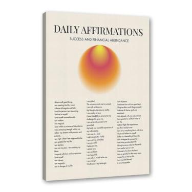 Imagem de Impressão de pôster de arte de parede com citações de afirmação diária gradiente positivo Aura pintura estética impressões de sala de estar decoração de casa (SKU8,12 x 45,7 cm = (30 x 45 cm