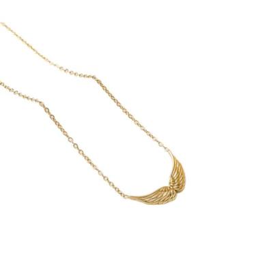 Imagem de LAIHUARYWA Colar feminino com asa de anjo de prata/ouro 18 K, preenchido com ouro 18K, asas de anjo da guarda, colares delicados e minimalistas, para homens, mulheres, aniversário, Natal, presentes