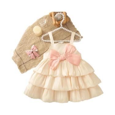 Imagem de Vestido De Verão Elegante Para Menina Com Suspensório Rosa 0-2 Anos Ve