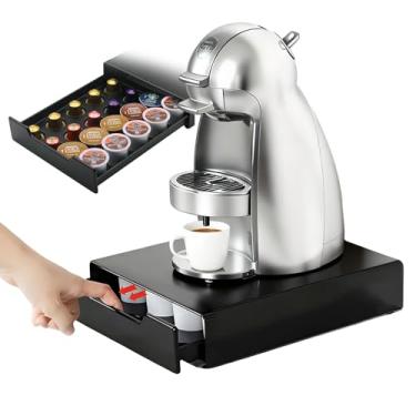 Imagem de Porta Cápsulas com Gaveta, Organizador e Bandeja para Cantinho do Café, Compatível com Cápsulas Nespresso, Dolce Gusto e Três Corações, Base Antiderrapante, Empilhável, Capacidade para 20 Cápsulas