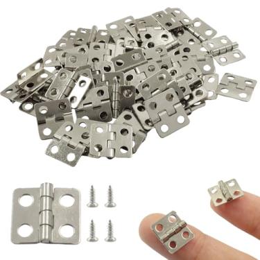 Imagem de Murtenze 50 mini dobradiças prateadas, dobradiças pequenas de 13 x 12 mm para caixa de madeira artesanato caixa de joias armário de peito DIY