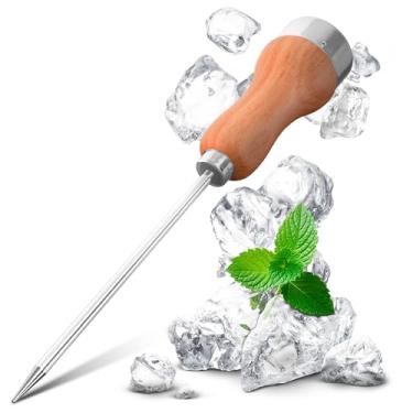 Imagem de Ferramenta de palheta de gelo de aço inoxidável - 21 cm C C x 3 cm L Picador de gelo de madeira para congelador picador de gelo para triturador de gelo picador de gelo picadores de gelo para quebrar