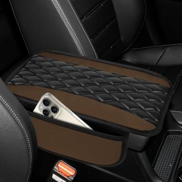 Imagem de wuyaoyao Capa de console central de carro, 30 cm x 19 cm à prova d'água de couro protetor de braço automotivo com bolsos laterais, almofada de descanso de braço de veículo elegante e confortável