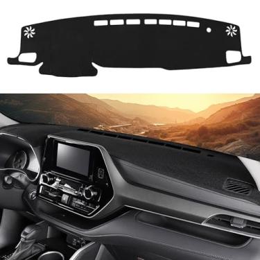 Imagem de Blazeray Tapete de cobertura de painel de carro para Toyota Highlander 2020 2021 2022 2023 2024 2025 (sem HUD) protetor de console central antiderrapante interior tapete de painel acessórios de