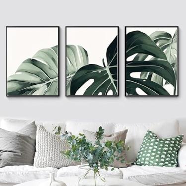 Imagem de Conjunto de 3 peças de pôster de tela, estilo de arte moderna, ilustração de planta tripla, decoração ideal para quartos, salas de estar, corredores, arte de parede, decorações de parede. (Observação