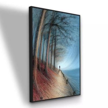 Imagem de Quadro Canvas Paisagem Abstrata Caminho Solitário 120x80 cm com Moldura Preta