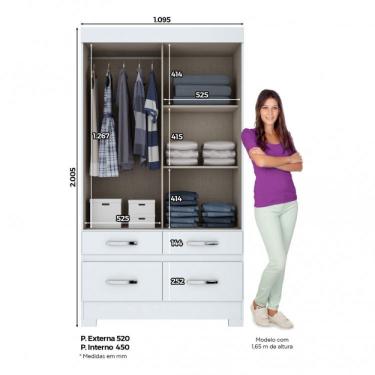 Imagem de Guarda Roupa Solteiro com Espelho 2 Portas Malu Espresso Móveis Branco/branco/rosa