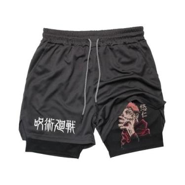 Imagem de Shorts De Treino Masculinos 2 Em 1 De Verão Com Camada Dupla Para Acad