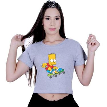 Imagem de Blusinha Cropped Algodão The Simpsons Bart Skate - Lafre, Cinza, GG