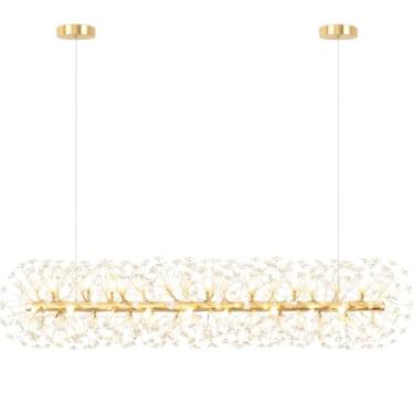 Imagem de Gimpo, Lustre Pendente 120cm Dente de Leão 448 Cristais 15xG9 LED Dourada Metal Teto Gimpo LDL-GOLD-120cm