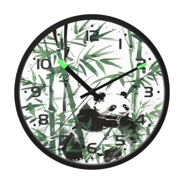 Imagem de SEHANY Bonito relógio de parede panda silencioso sem tique-taque relógio redondo operado por bateria 30 cm controle de som luz noturna relógios de parede para sala de estar, cozinha, quarto