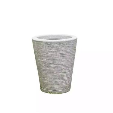 Imagem de Vaso para Planta Decorativo Cone Redondo Escovado Luxo Moderno com Prato(Cinza)