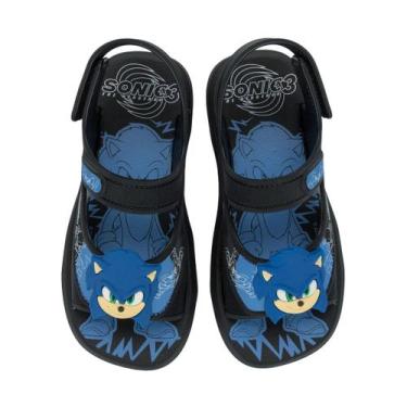 Imagem de Sandália Papete Sonic Para Meninos Rush Macia Grendene Kids, Preto, 32
